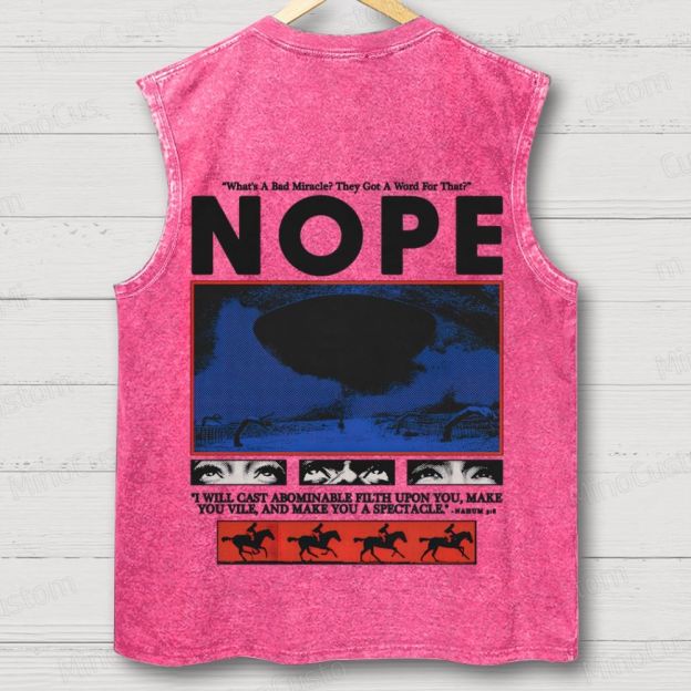 Nope Movie Retro Graphic Washed Sleeveless Tank Top