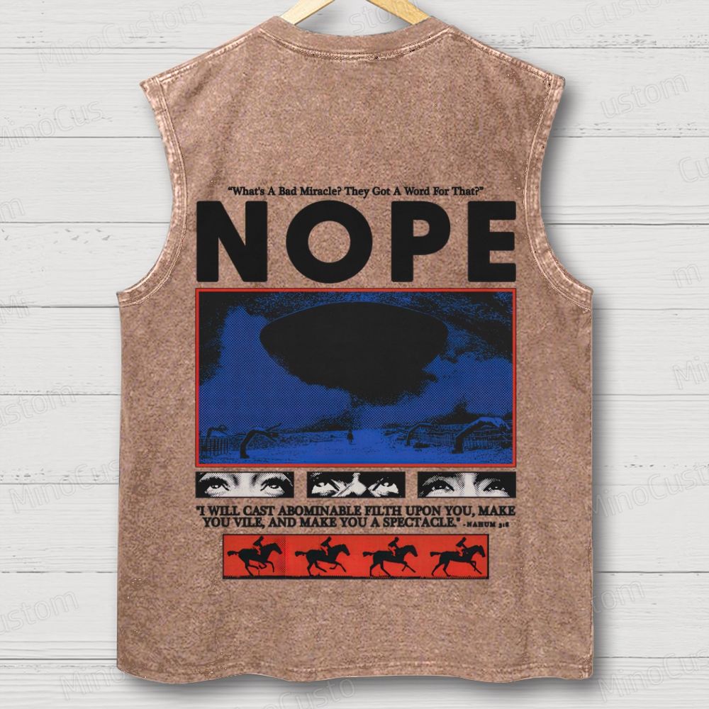 Nope Movie Retro Graphic Washed Sleeveless Tank Top