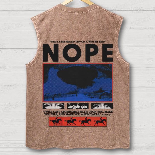 Nope Movie Retro Graphic Washed Sleeveless Tank Top