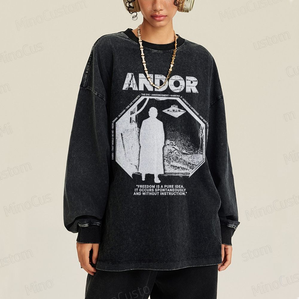 Star Wars Andor Retro Graphic Washed Long - Sleeve Shirt