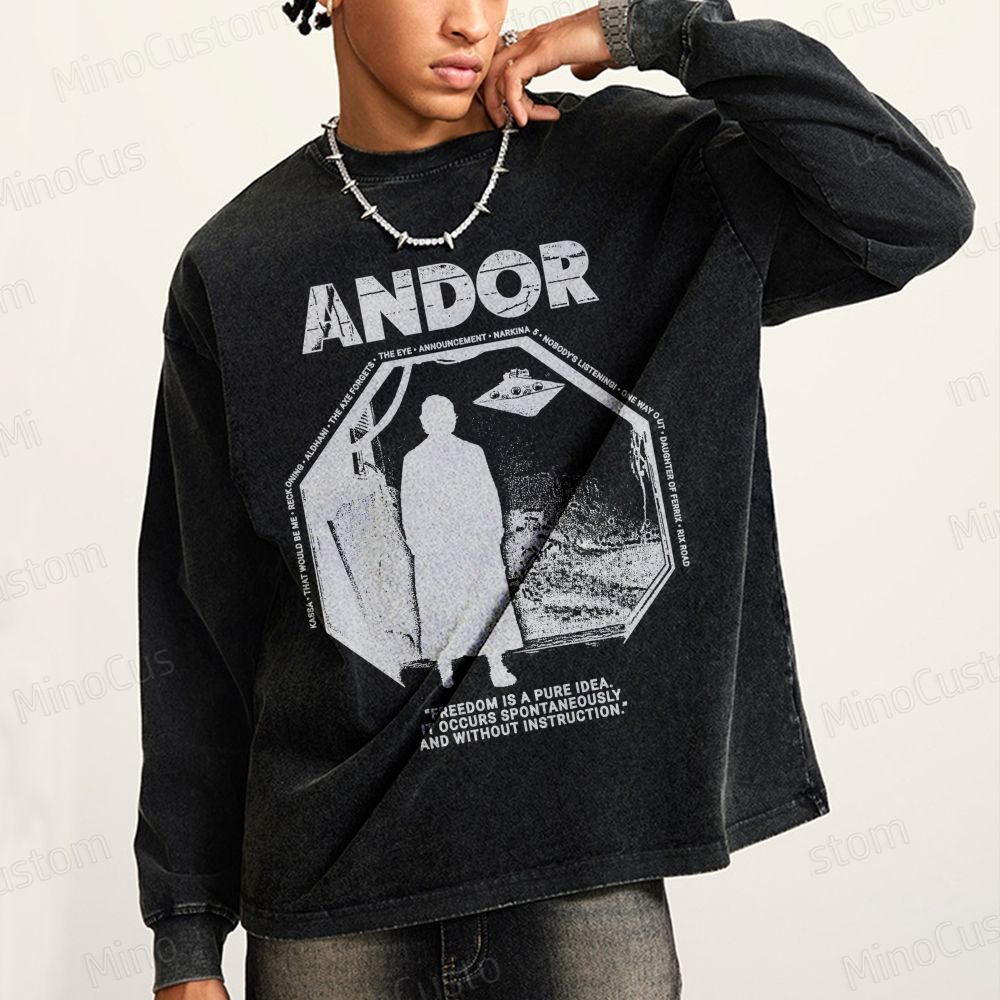 Star Wars Andor Retro Graphic Washed Long - Sleeve Shirt