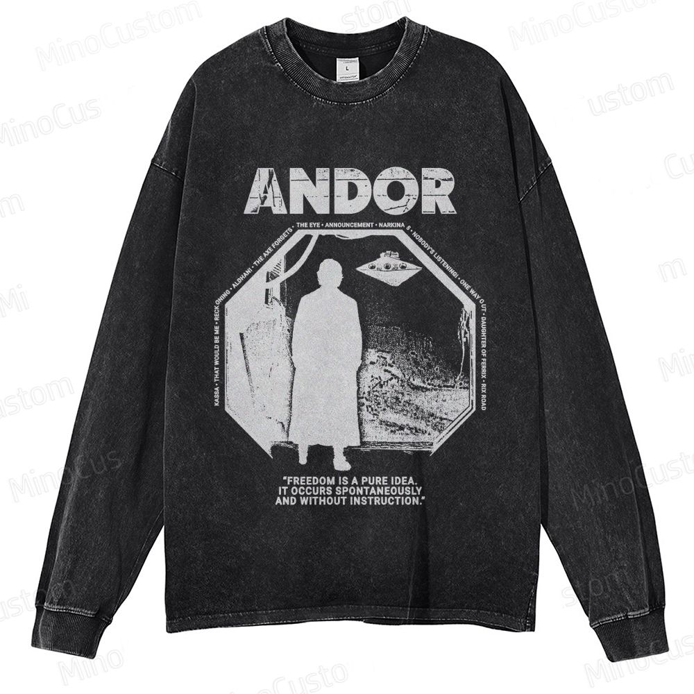 Star Wars Andor Retro Graphic Washed Long - Sleeve Shirt