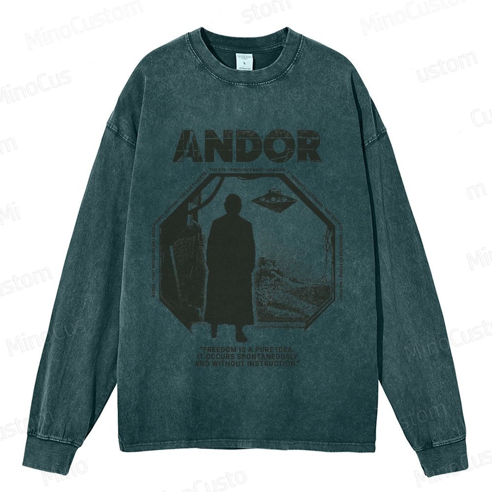 Star Wars Andor Retro Graphic Washed Long - Sleeve Shirt