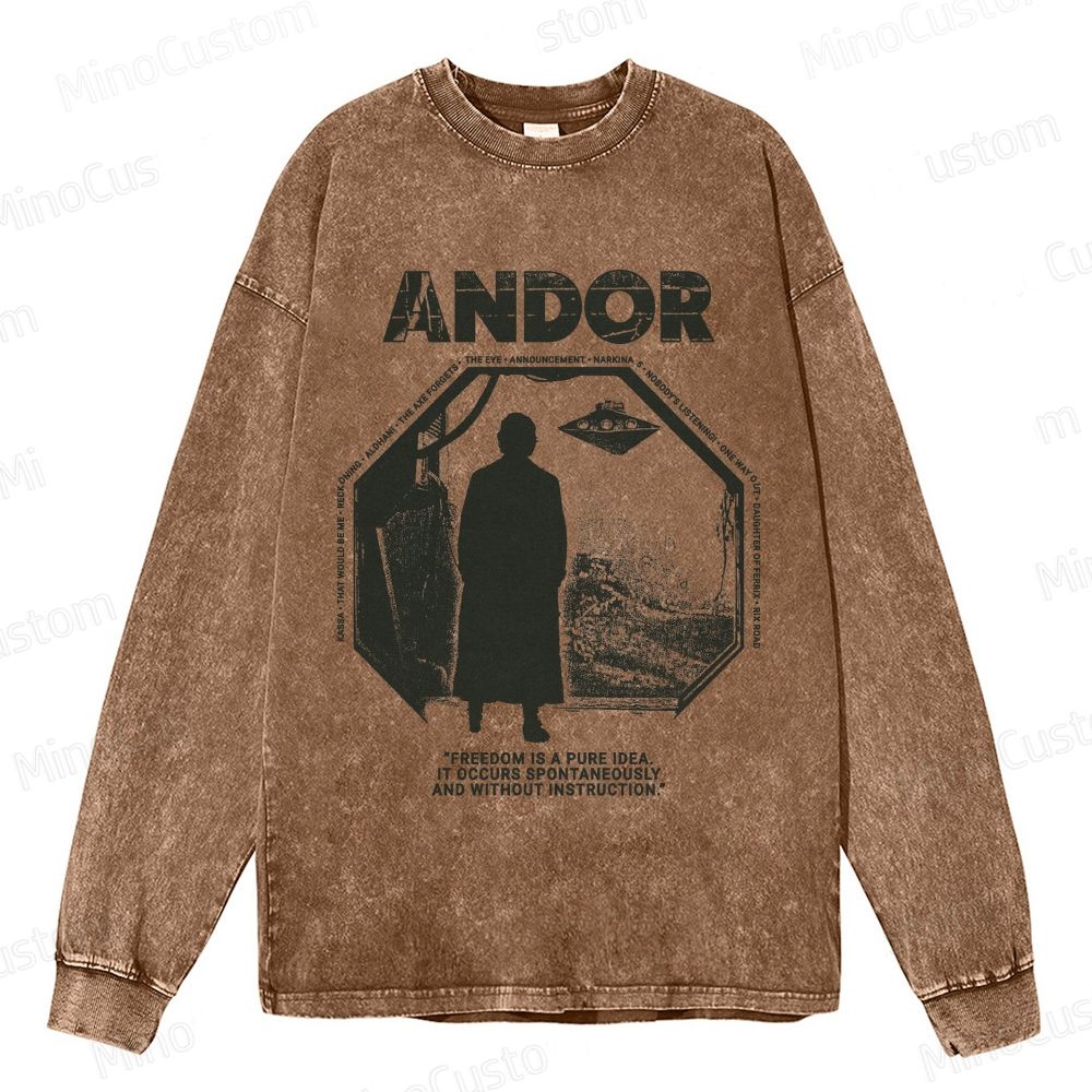 Star Wars Andor Retro Graphic Washed Long - Sleeve Shirt