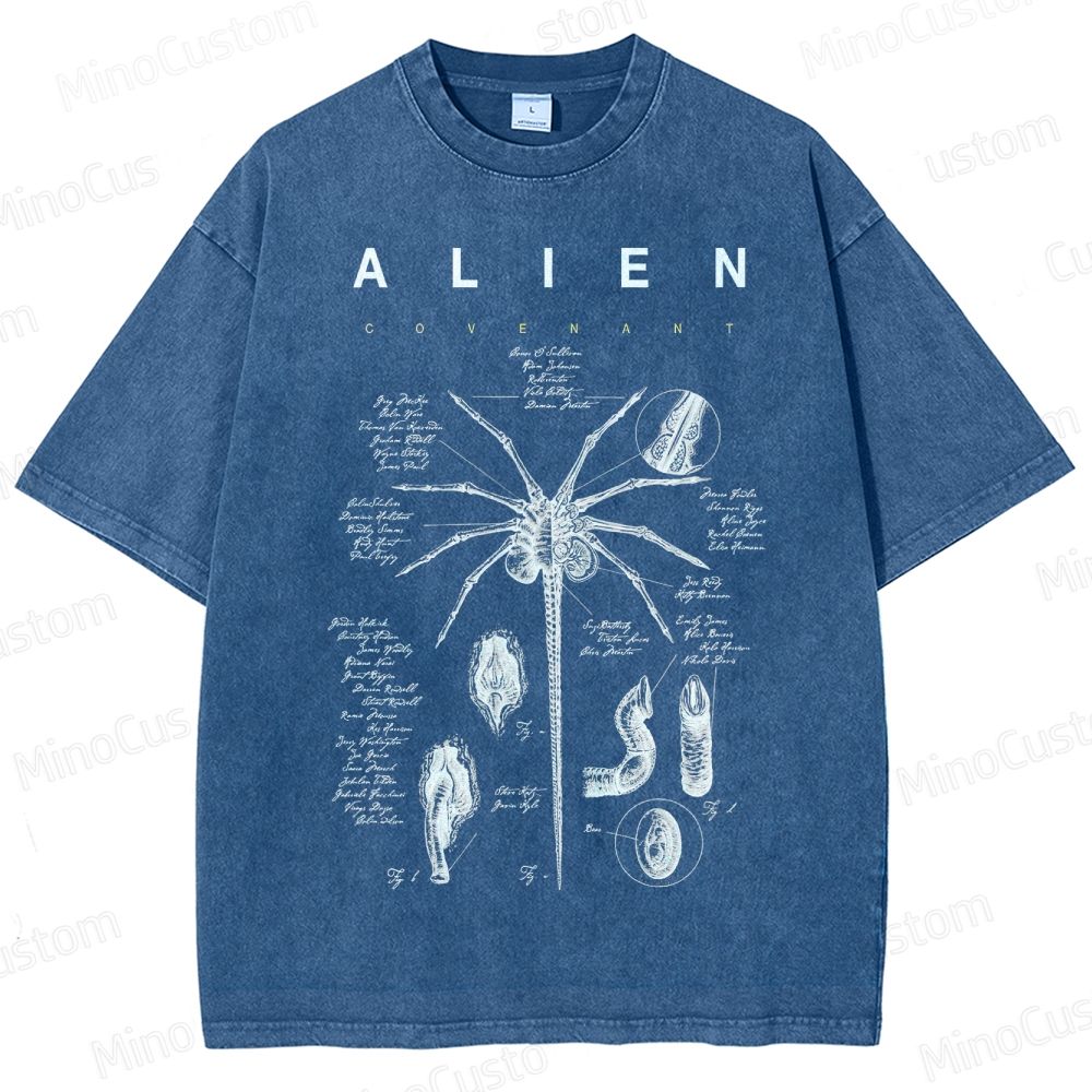 Alien Covenant Facehugger Anatomy Washed T-Shirt 