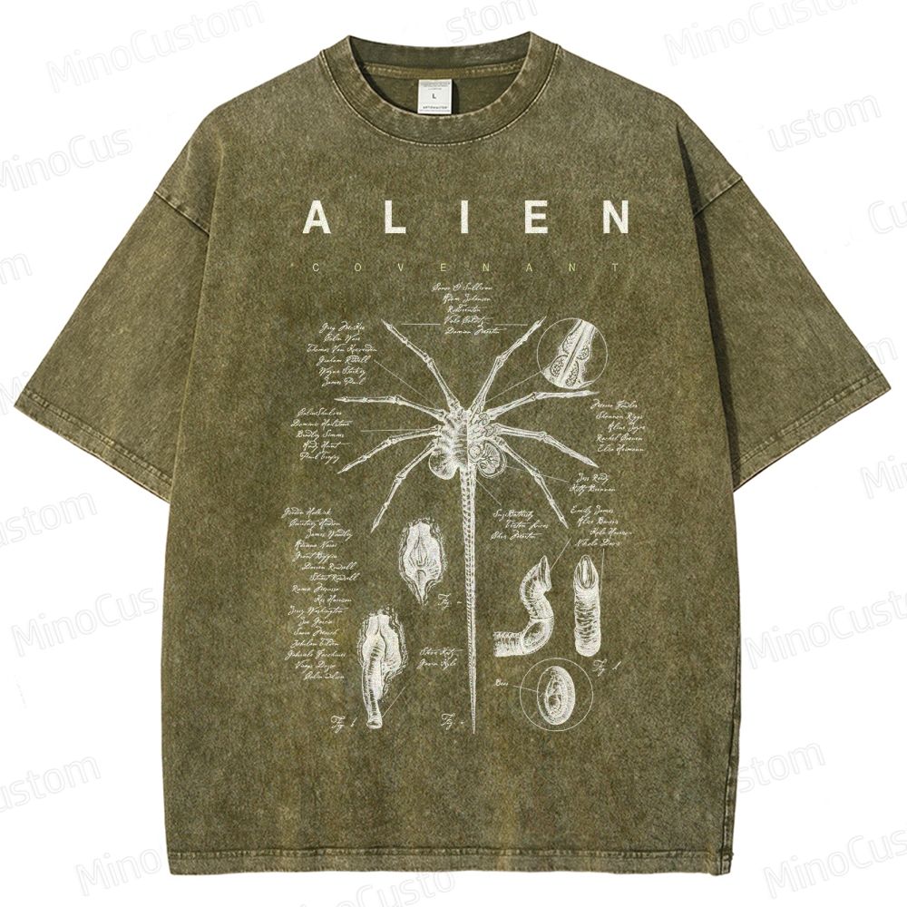 Alien Covenant Facehugger Anatomy Washed T-Shirt 