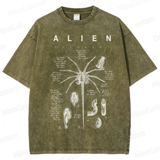 Alien Covenant Facehugger Anatomy Washed T-Shirt 