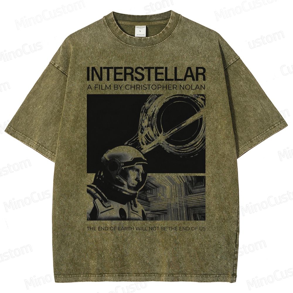 Interstellar Movie Futuristic Space Washed T-Shirt