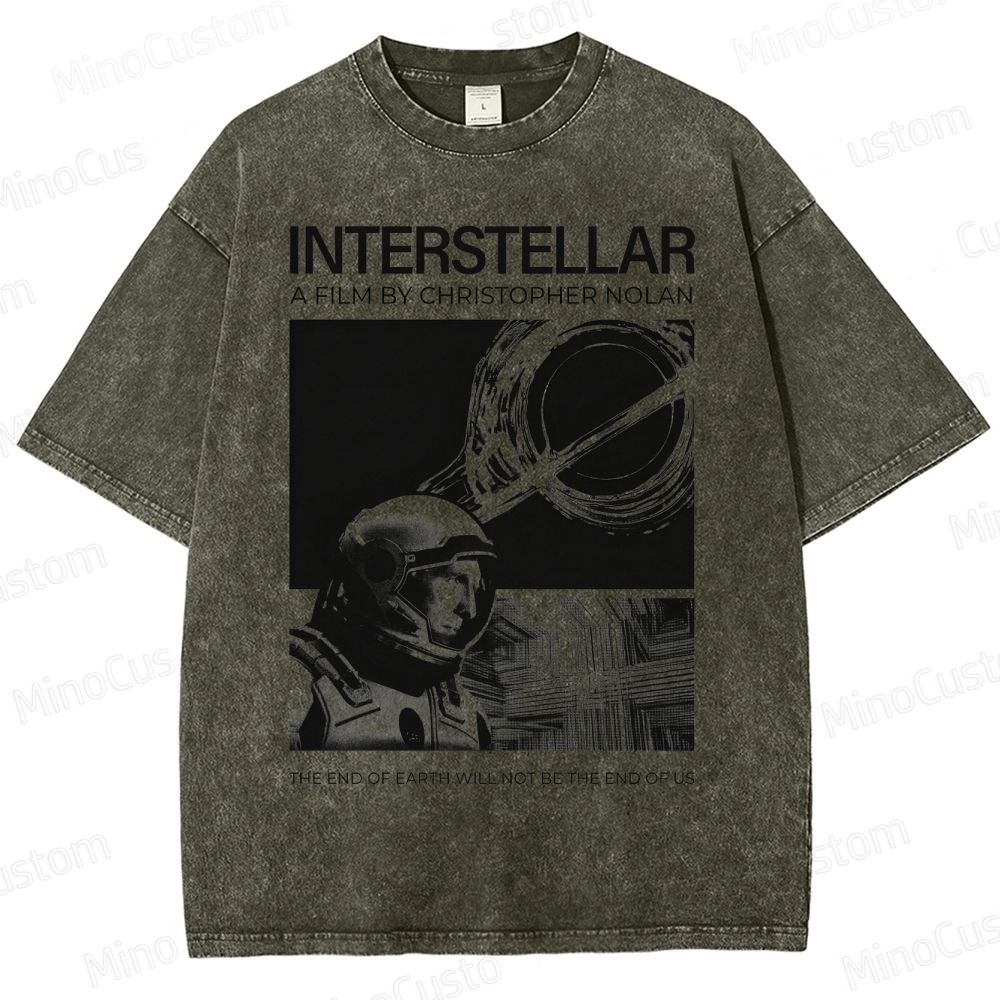 Interstellar Movie Futuristic Space Washed T-Shirt