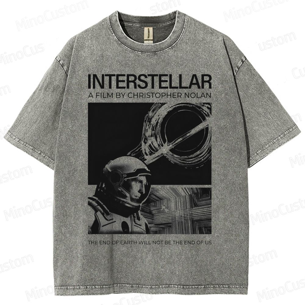 Interstellar Movie Futuristic Space Washed T-Shirt