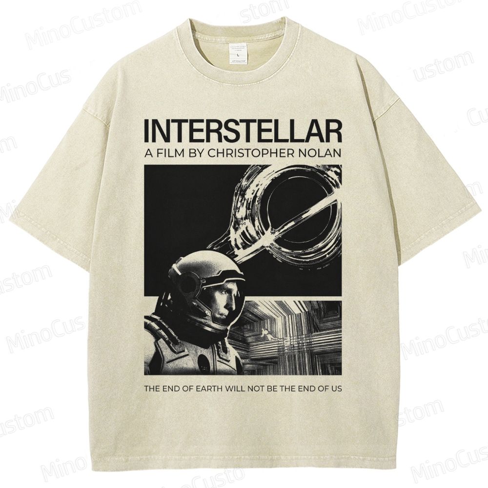 Interstellar Movie Futuristic Space Washed T-Shirt