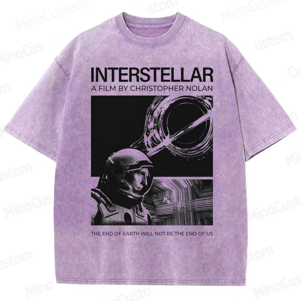 Interstellar Movie Futuristic Space Washed T-Shirt