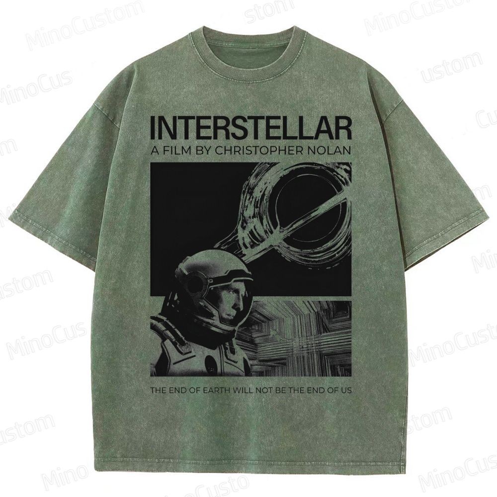 Interstellar Movie Futuristic Space Washed T-Shirt