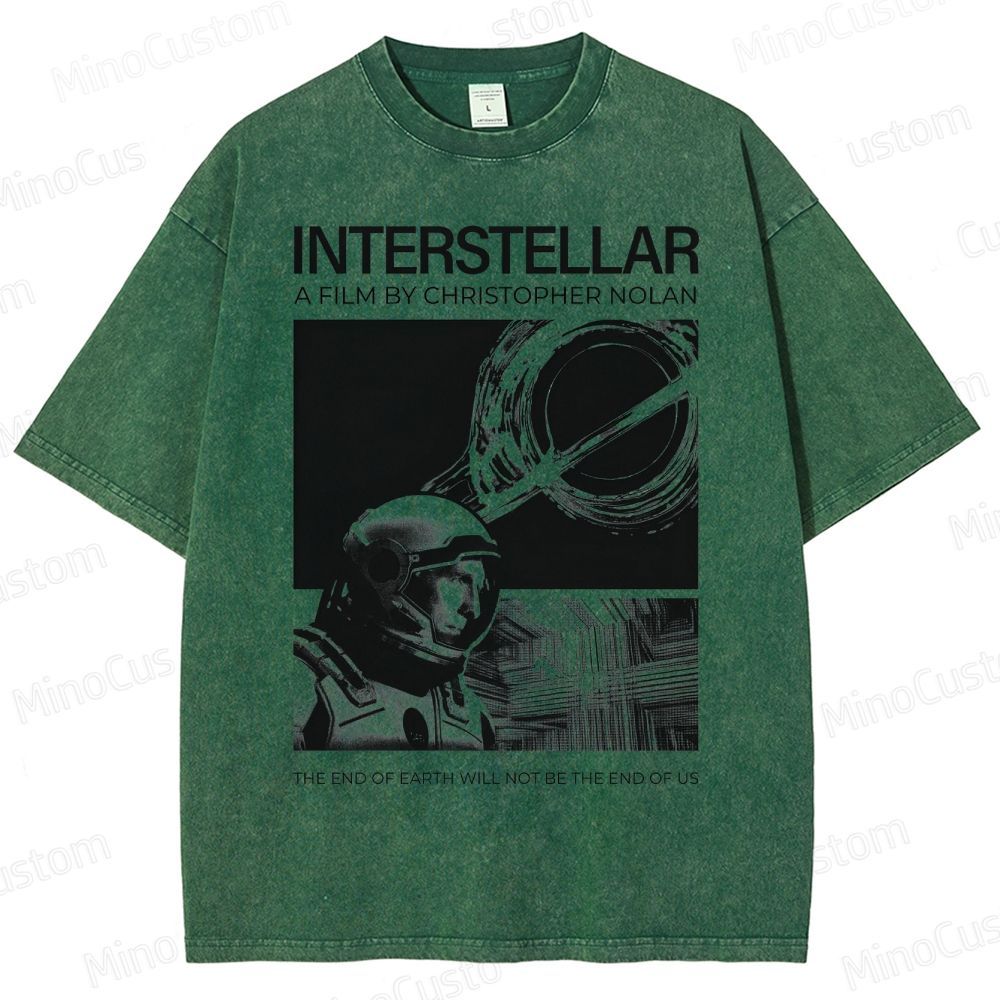 Interstellar Movie Futuristic Space Washed T-Shirt