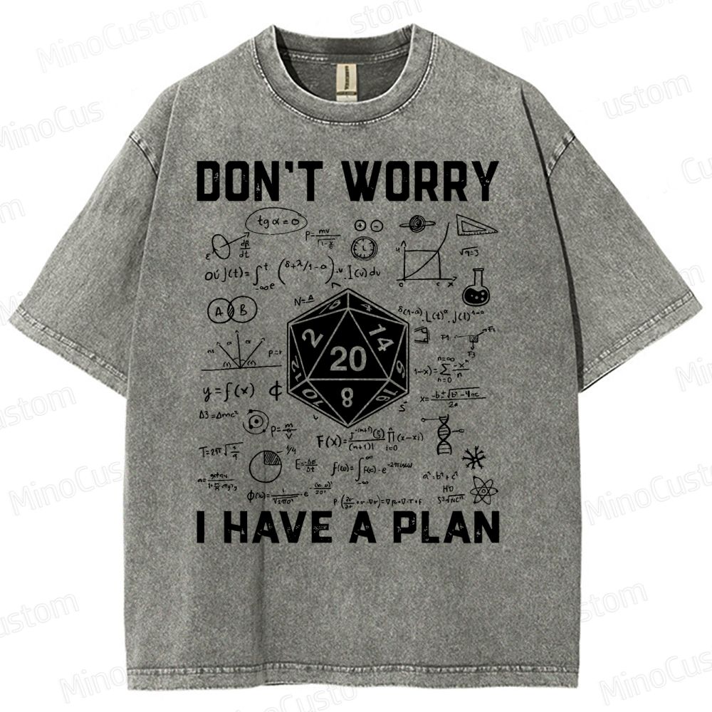 Don't Worry I Have A Plan Funny Washed T-Shirt