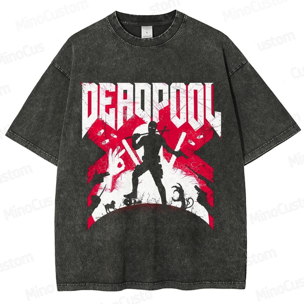 Deadpool Silhouette Graphic Washed T - Shirt
