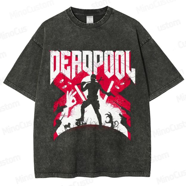 Deadpool Silhouette Graphic Washed T - Shirt