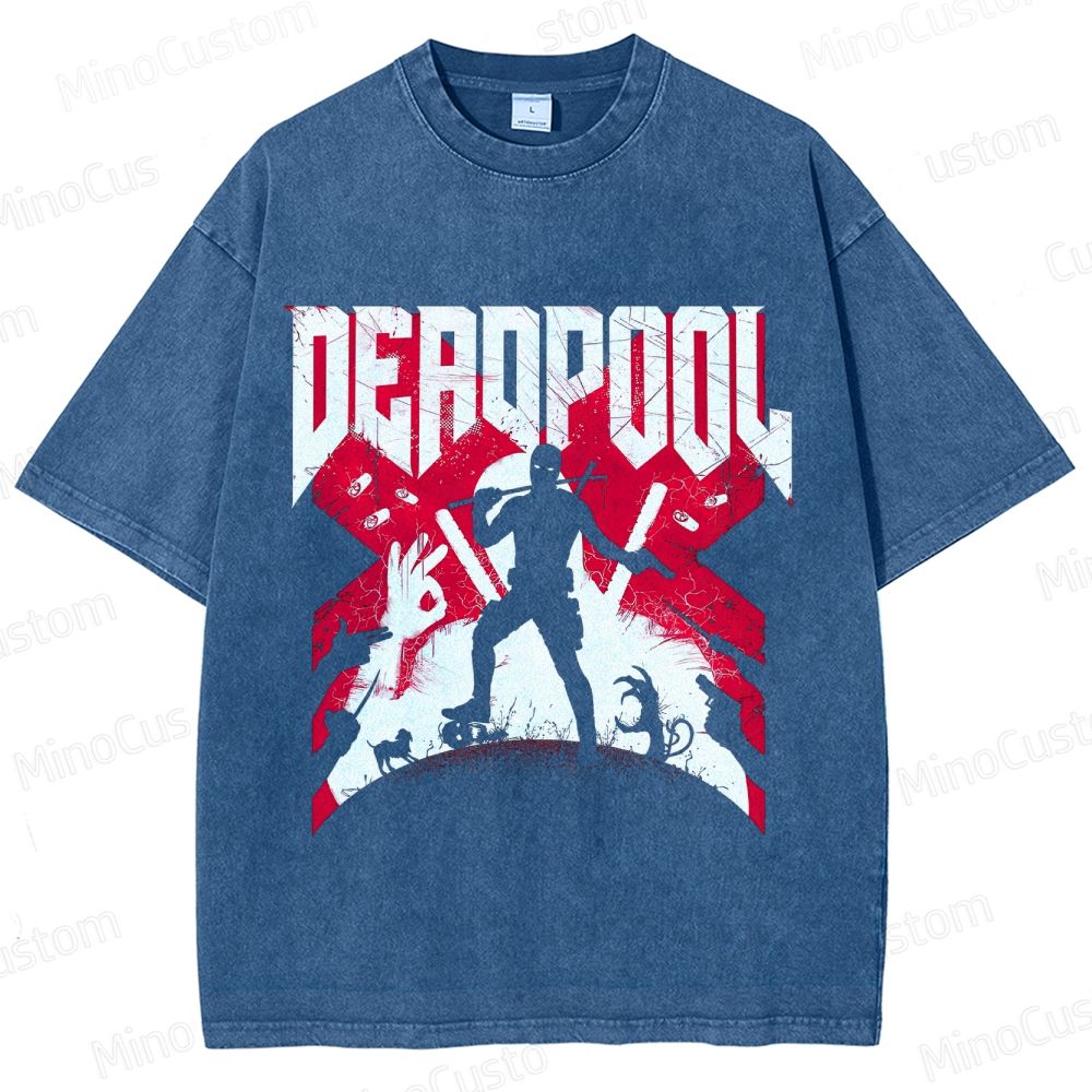 Deadpool Silhouette Graphic Washed T - Shirt