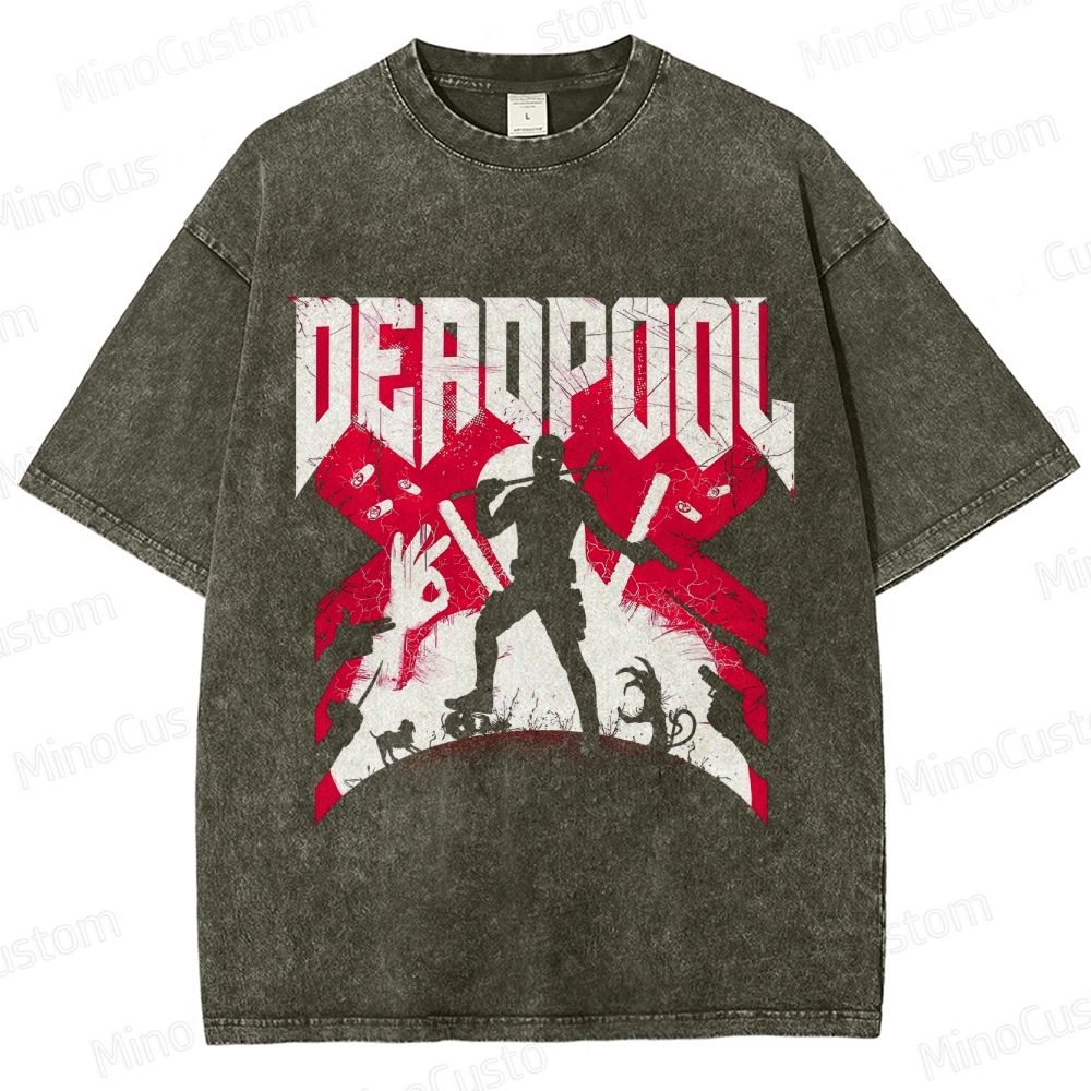 Deadpool Silhouette Graphic Washed T - Shirt
