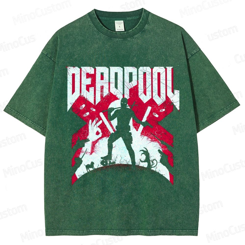 Deadpool Silhouette Graphic Washed T - Shirt
