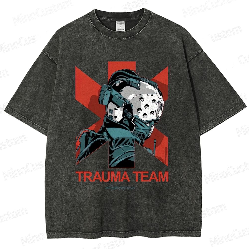 Cyberpunk 2077 Trauma Team Washed T - Shirt