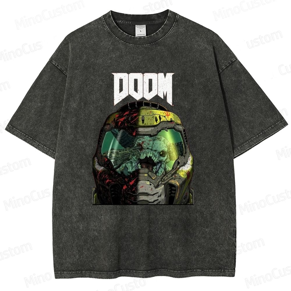 DOOM Game Graphic Washed T - Shirt