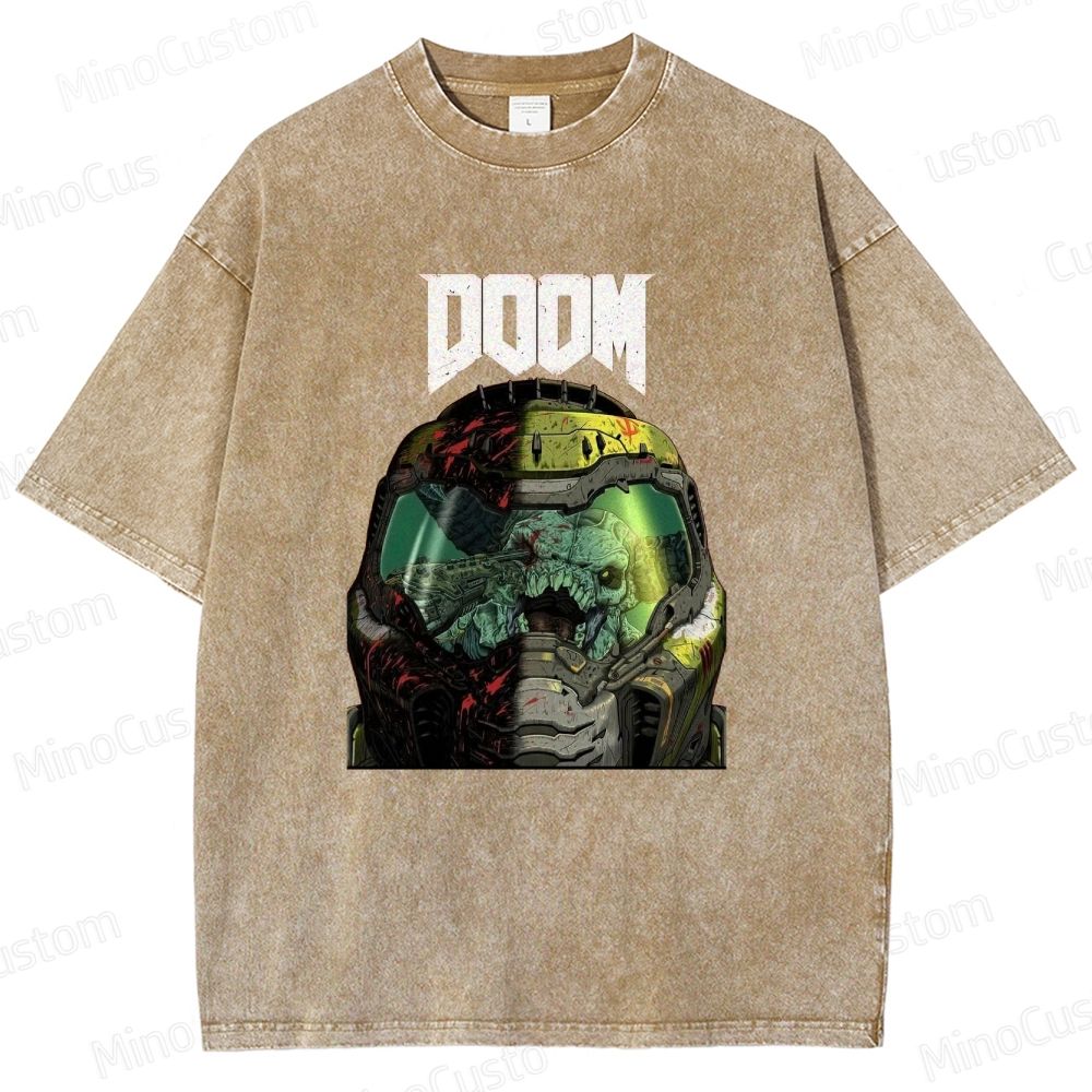 DOOM Game Graphic Washed T - Shirt