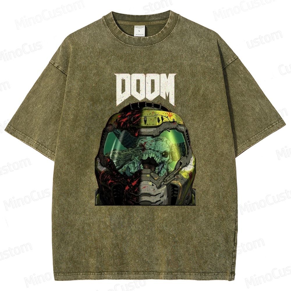 DOOM Game Graphic Washed T - Shirt