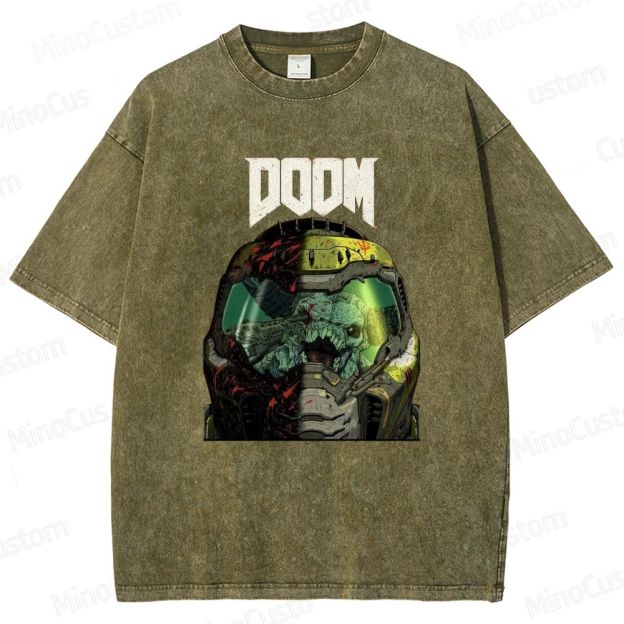 DOOM Game Graphic Washed T - Shirt