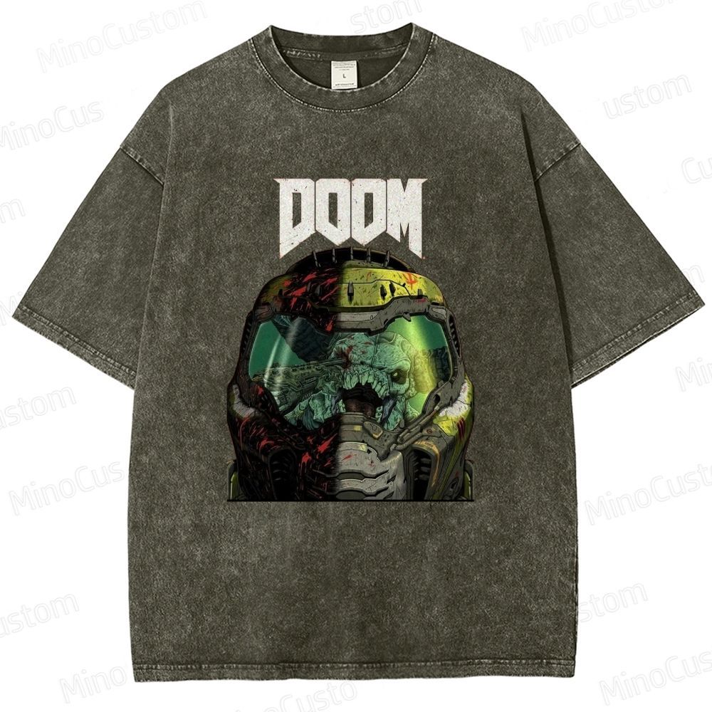 DOOM Game Graphic Washed T - Shirt