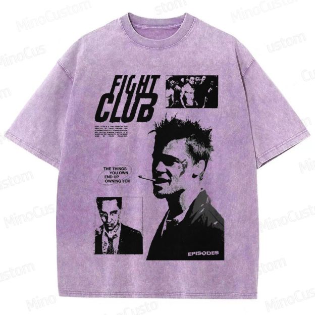 Fight Club Movie Graphic Washed T - Shirt