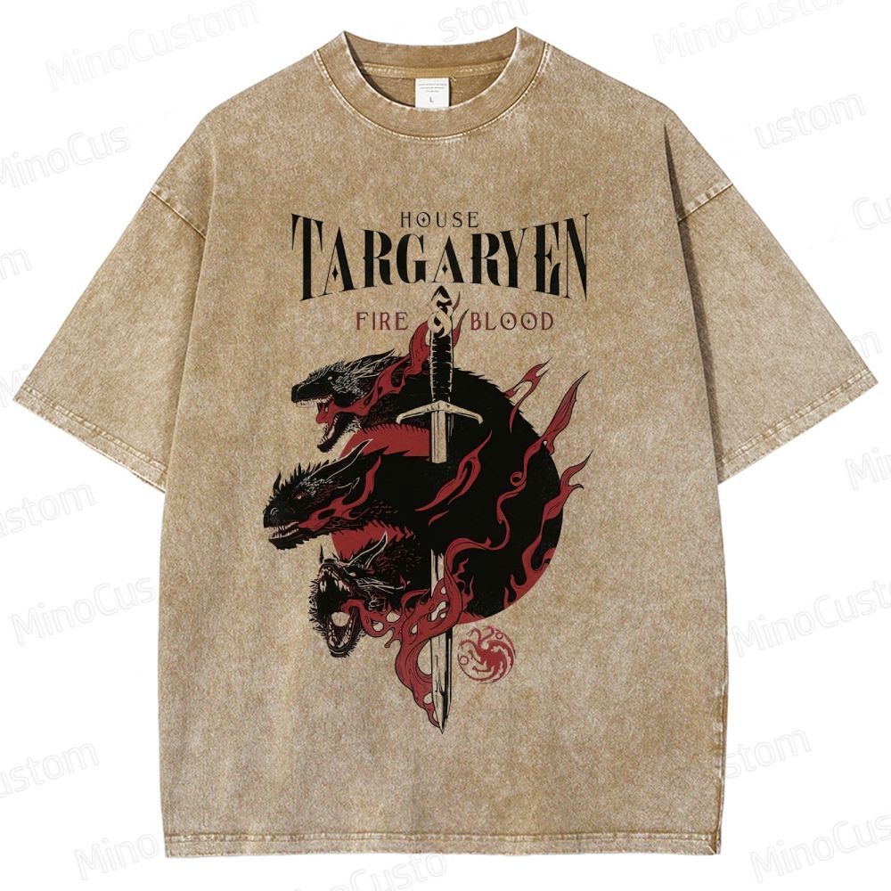 House Targaryen "Fire & Blood" Graphic Washed T - Shirt