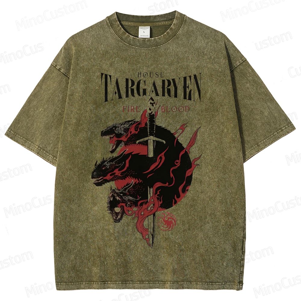 House Targaryen "Fire & Blood" Graphic Washed T - Shirt