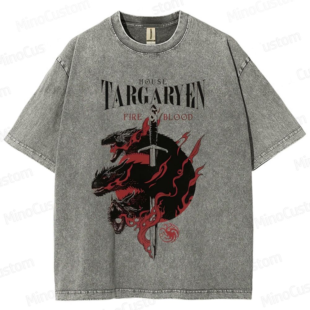 House Targaryen "Fire & Blood" Graphic Washed T - Shirt