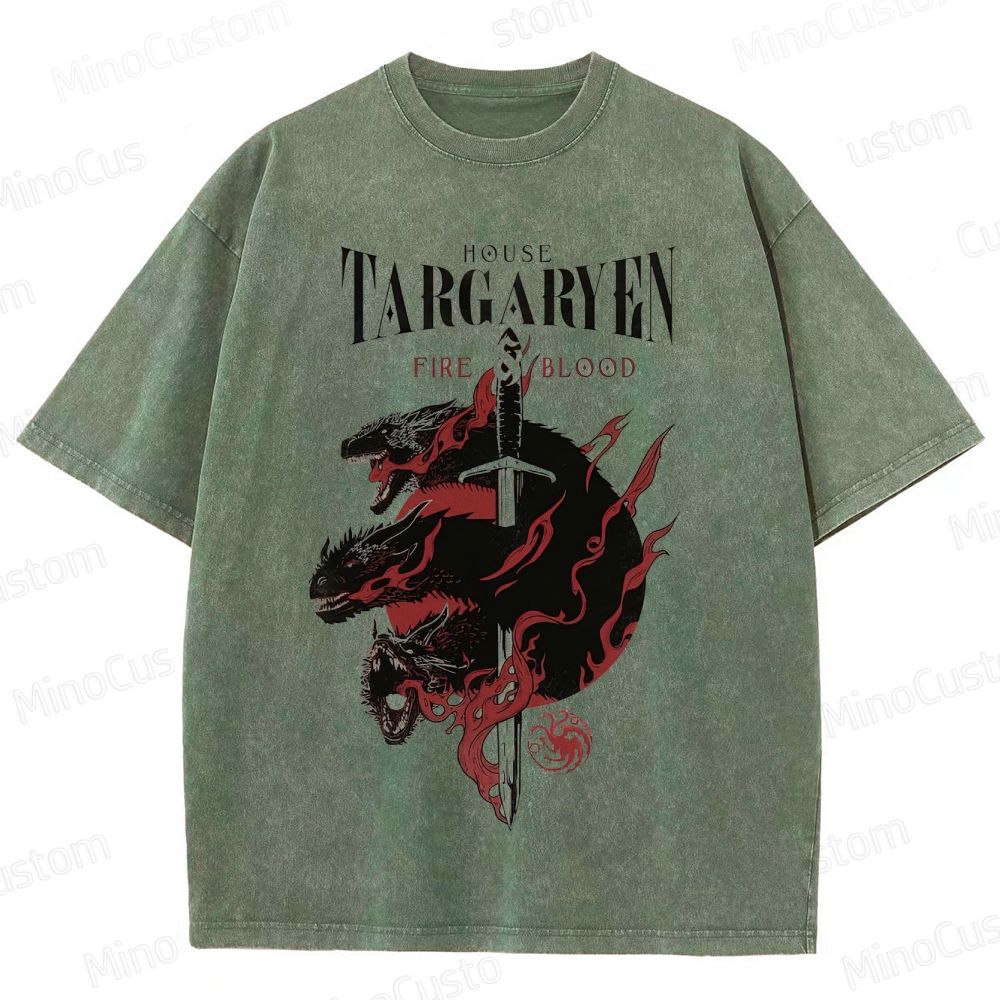 House Targaryen "Fire & Blood" Graphic Washed T - Shirt