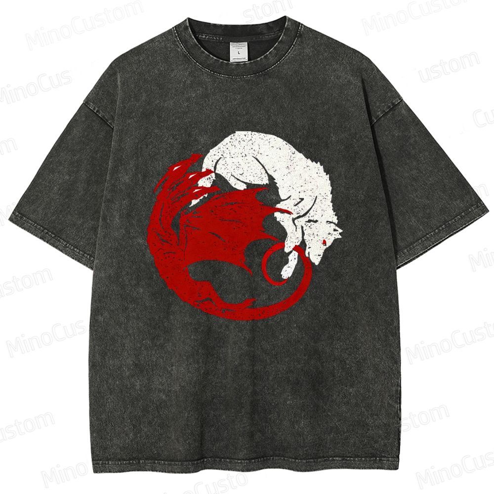 Game of Thrones Dragon & Wolf Graphic Washed T - Shirt