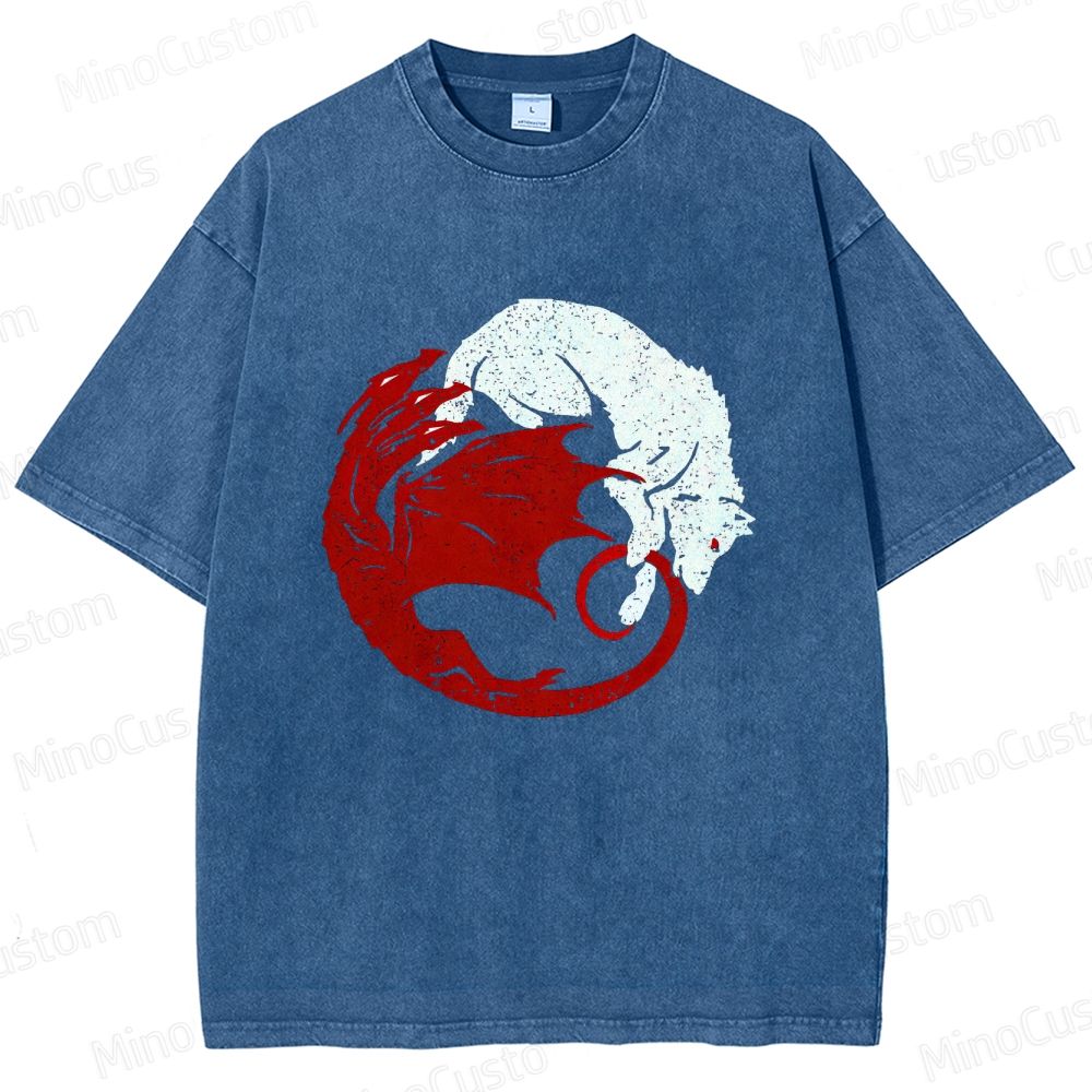 Game of Thrones Dragon & Wolf Graphic Washed T - Shirt