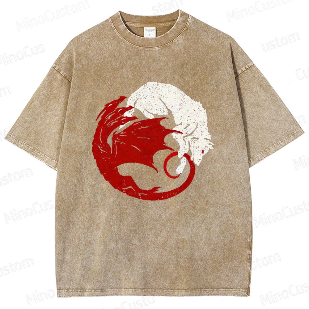 Game of Thrones Dragon & Wolf Graphic Washed T - Shirt