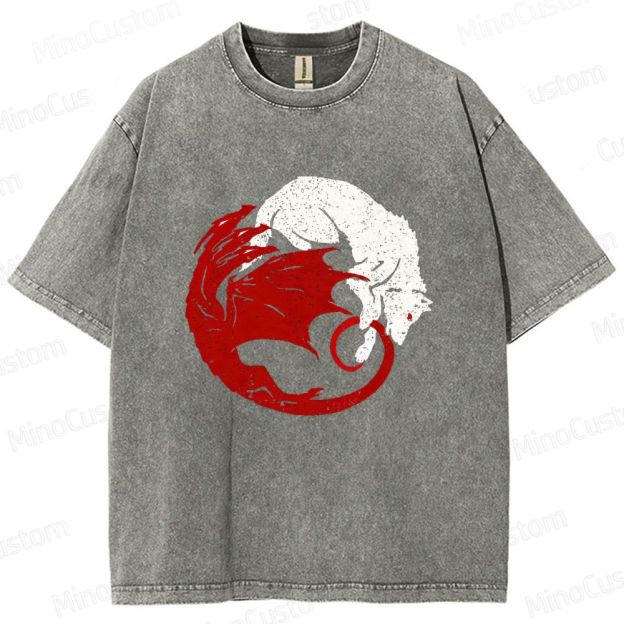 Game of Thrones Dragon & Wolf Graphic Washed T - Shirt