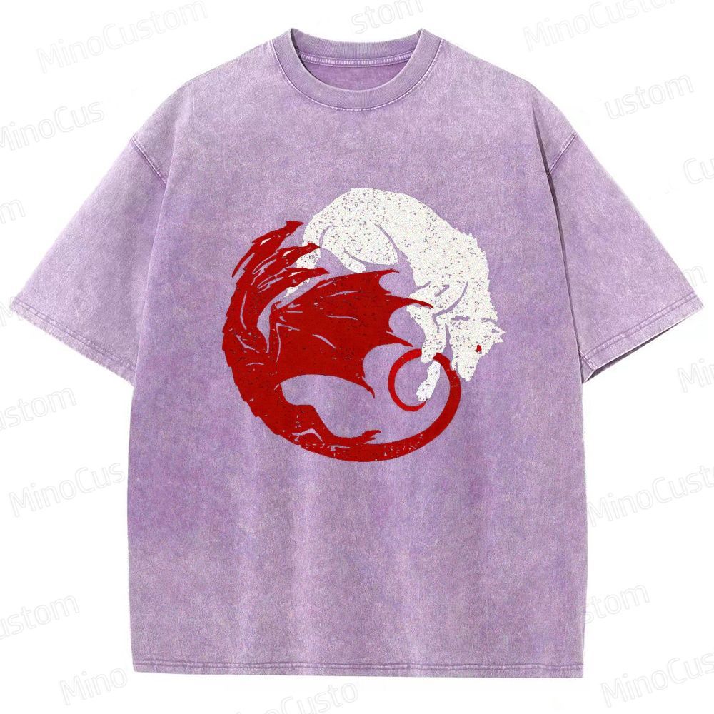 Game of Thrones Dragon & Wolf Graphic Washed T - Shirt