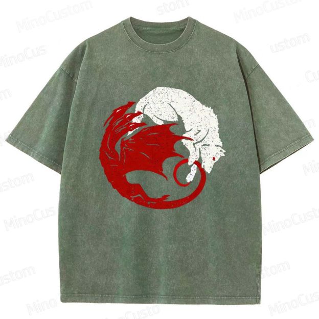 Game of Thrones Dragon & Wolf Graphic Washed T - Shirt