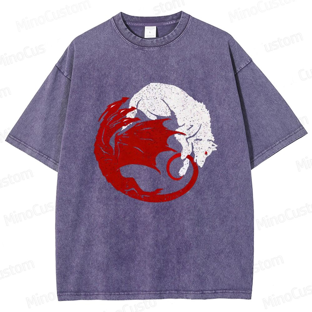 Game of Thrones Dragon & Wolf Graphic Washed T - Shirt