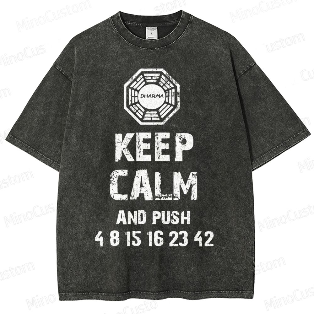 DHARMA Initiative “Keep Calm and Push” Washed T-Shirt 