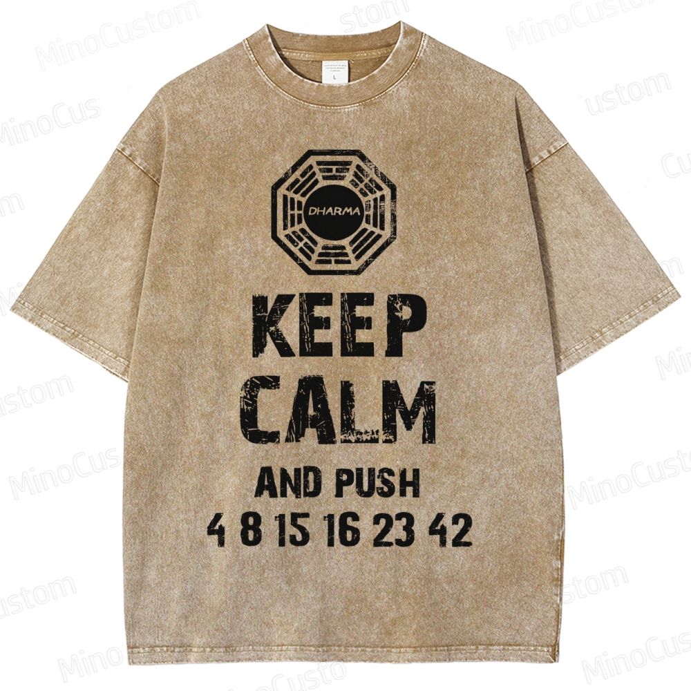 DHARMA Initiative “Keep Calm and Push” Washed T-Shirt 