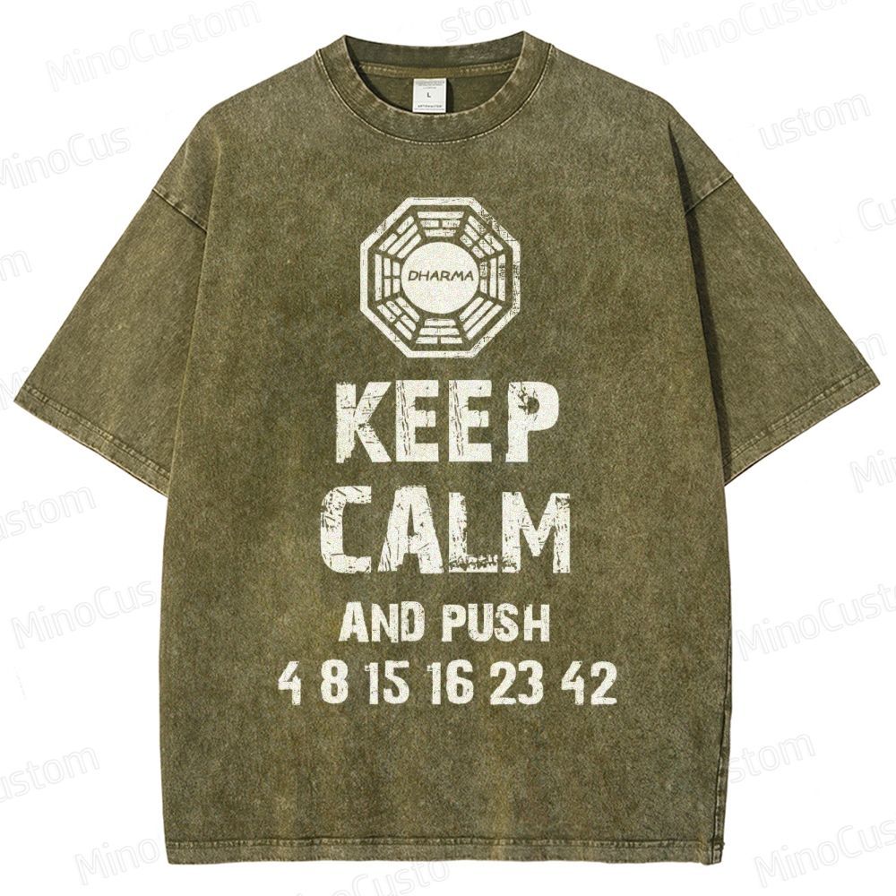 DHARMA Initiative “Keep Calm and Push” Washed T-Shirt 