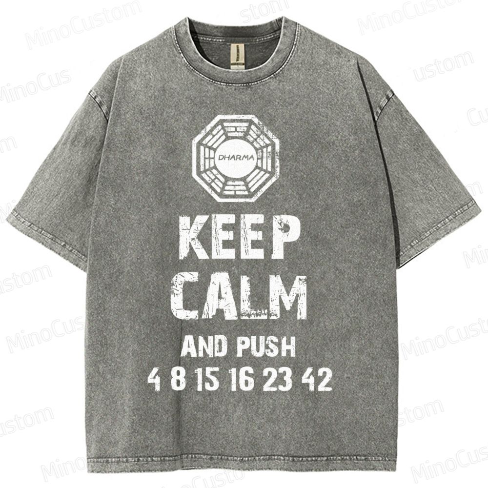 DHARMA Initiative “Keep Calm and Push” Washed T-Shirt 