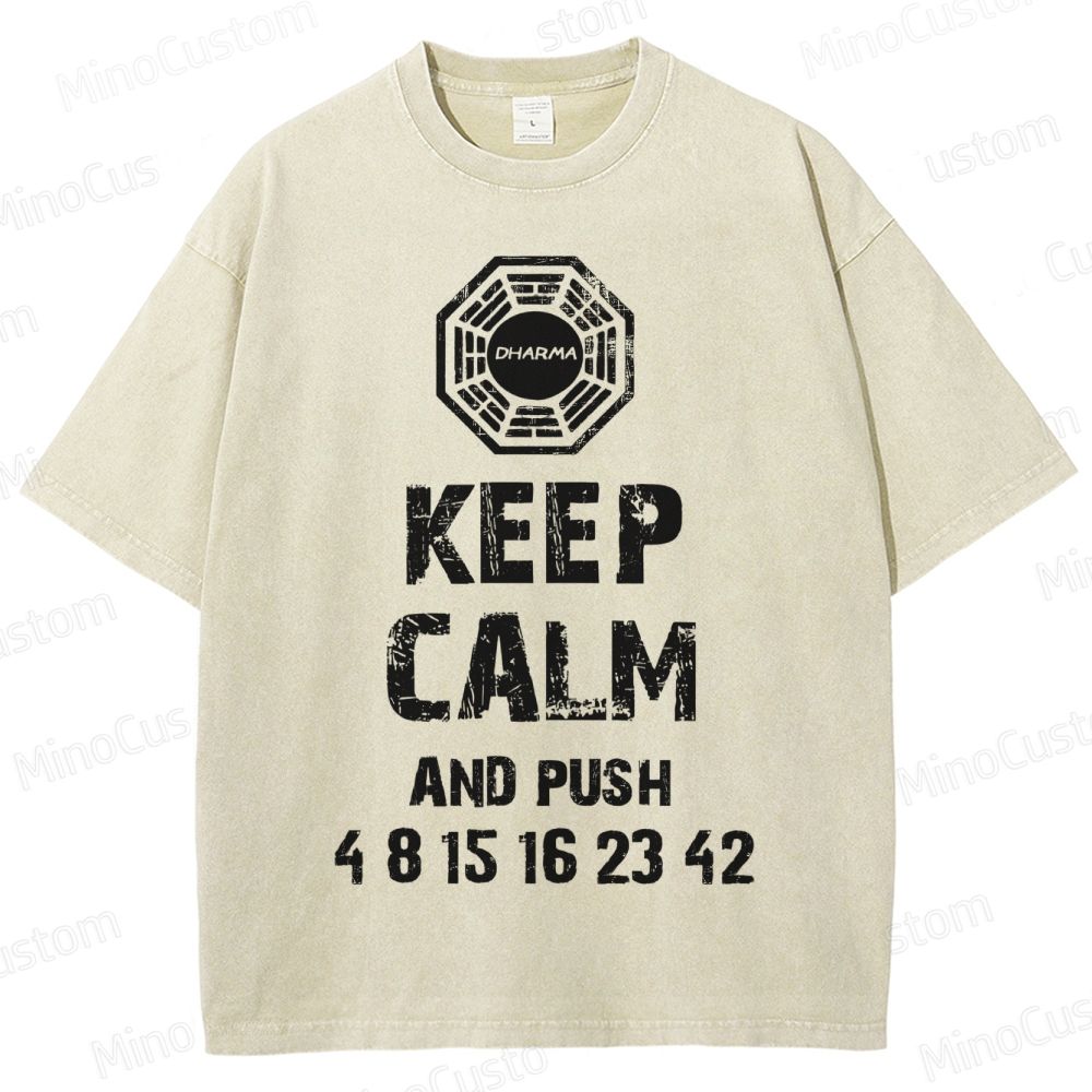 DHARMA Initiative “Keep Calm and Push” Washed T-Shirt 