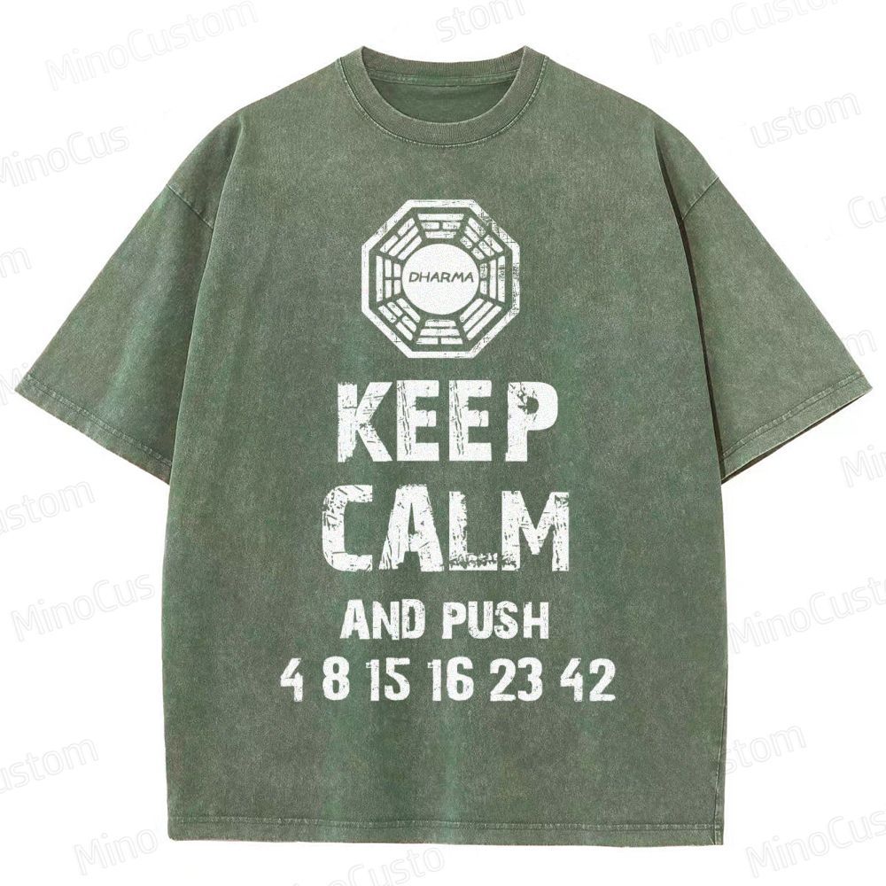 DHARMA Initiative “Keep Calm and Push” Washed T-Shirt 