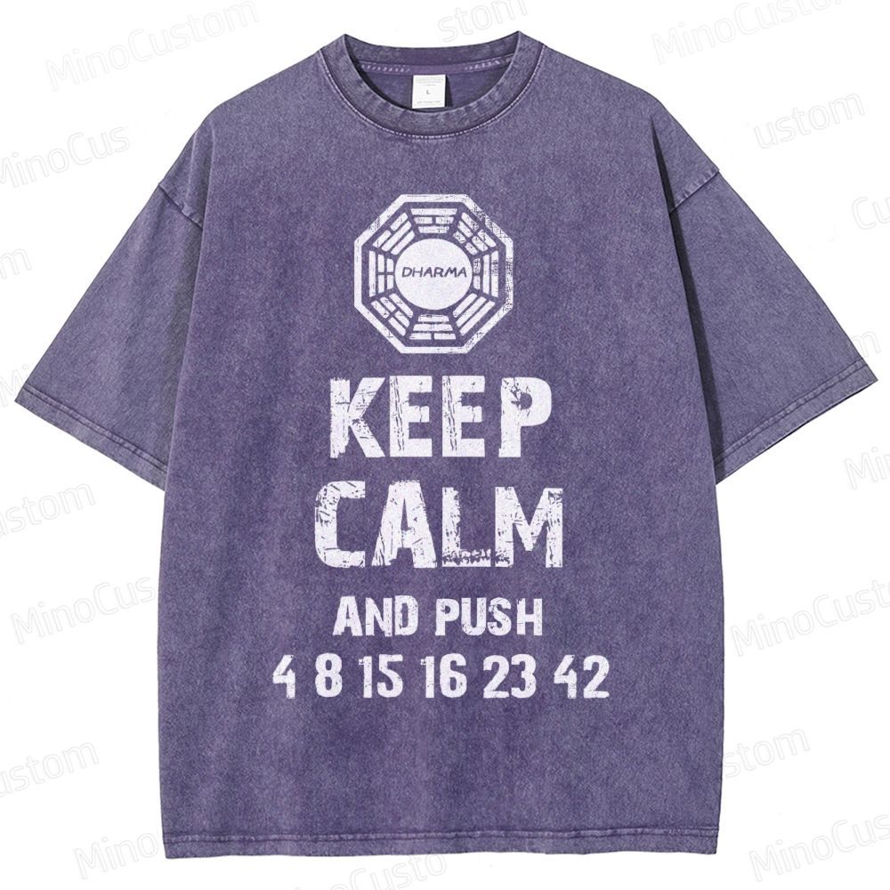 DHARMA Initiative “Keep Calm and Push” Washed T-Shirt 