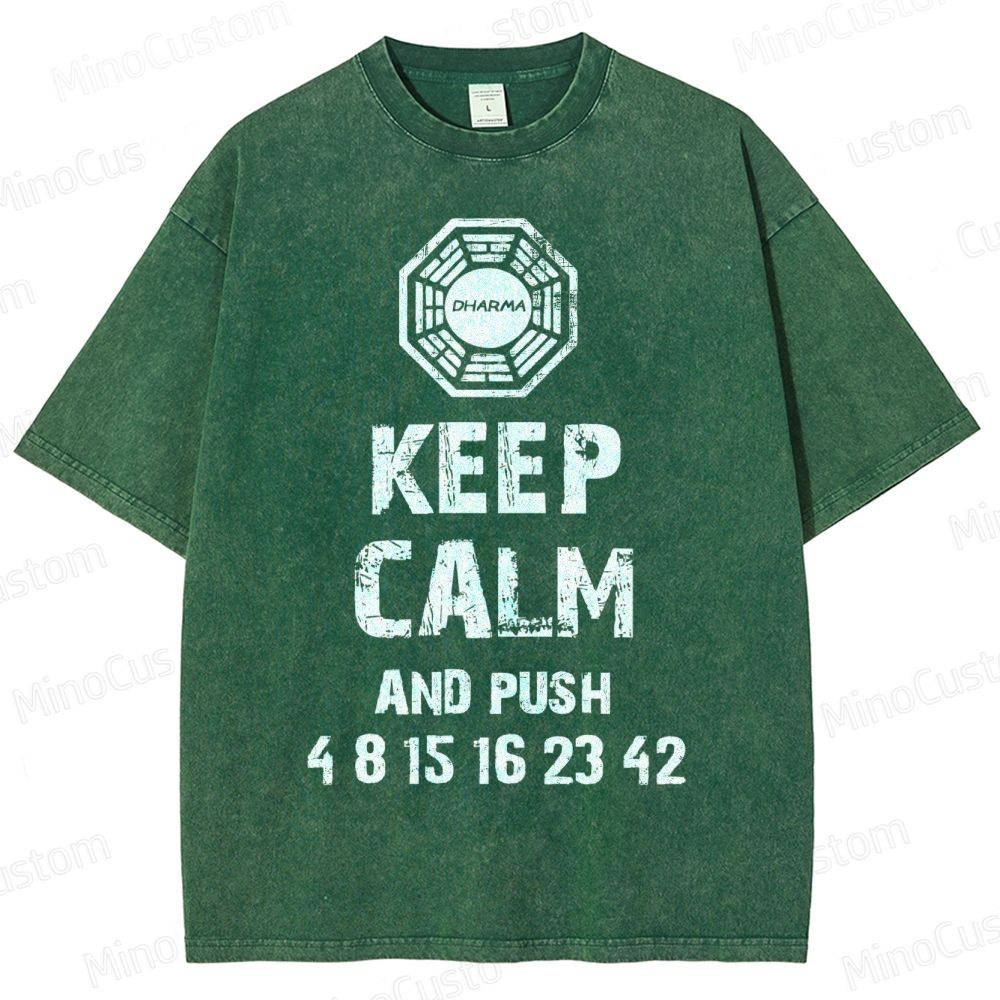 DHARMA Initiative “Keep Calm and Push” Washed T-Shirt 